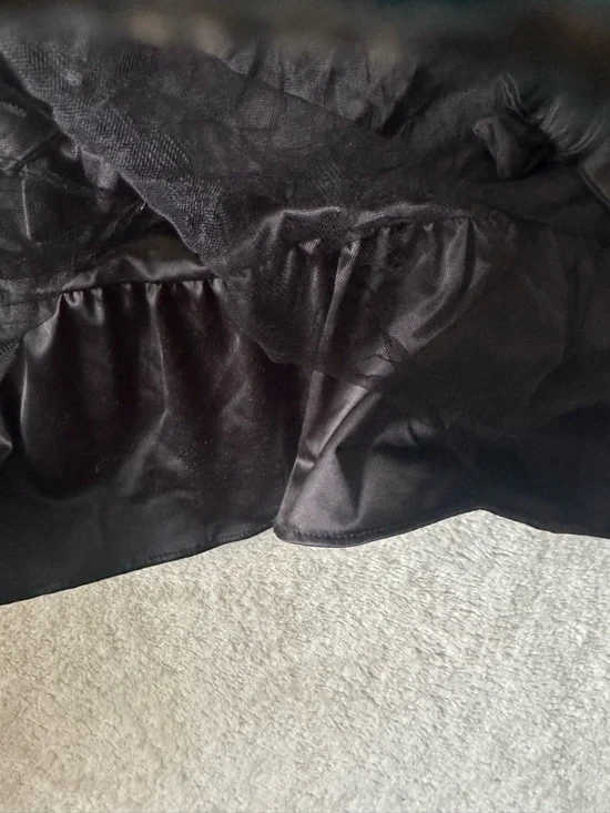 McQ Alexander McQueen Sheer Bow Mesh Overlay Ruffle Mixed Media Goth Shirt Top M - Picture 12 of 16